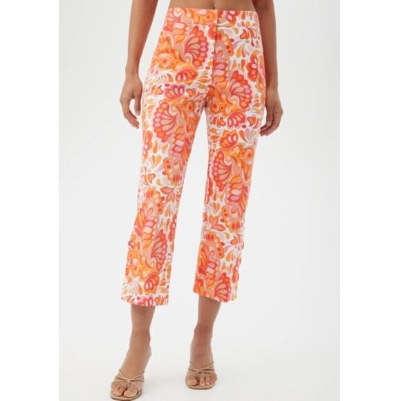 Trina Turk 'Ore' Floral-Print Cropped Kick-Flare Pants, Slushie Multi - Picture 1 of 4